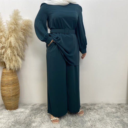 Solid Color Dubai Two-Piece Set for Women
