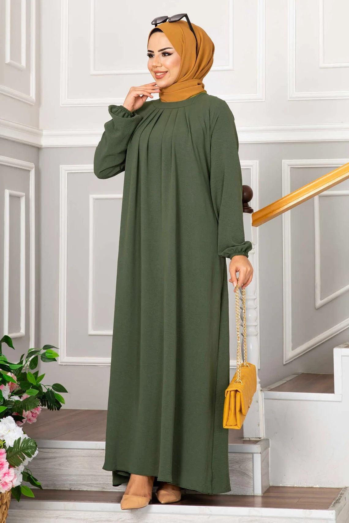 Wrinkle Style Modest Women Dress Dubai