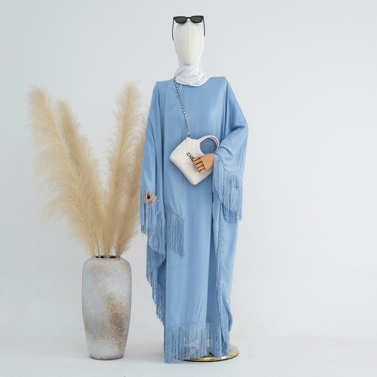 Dubai Tassel Bat Sleeve Elegant Robe Dress Women