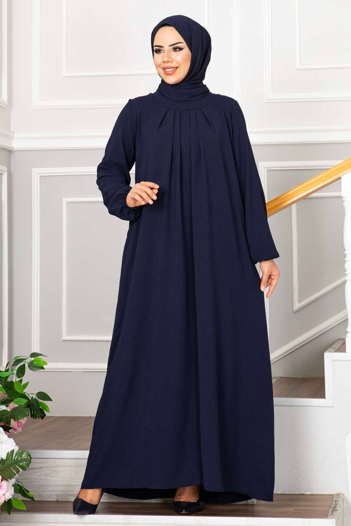 Wrinkle Style Modest Women Dress Dubai