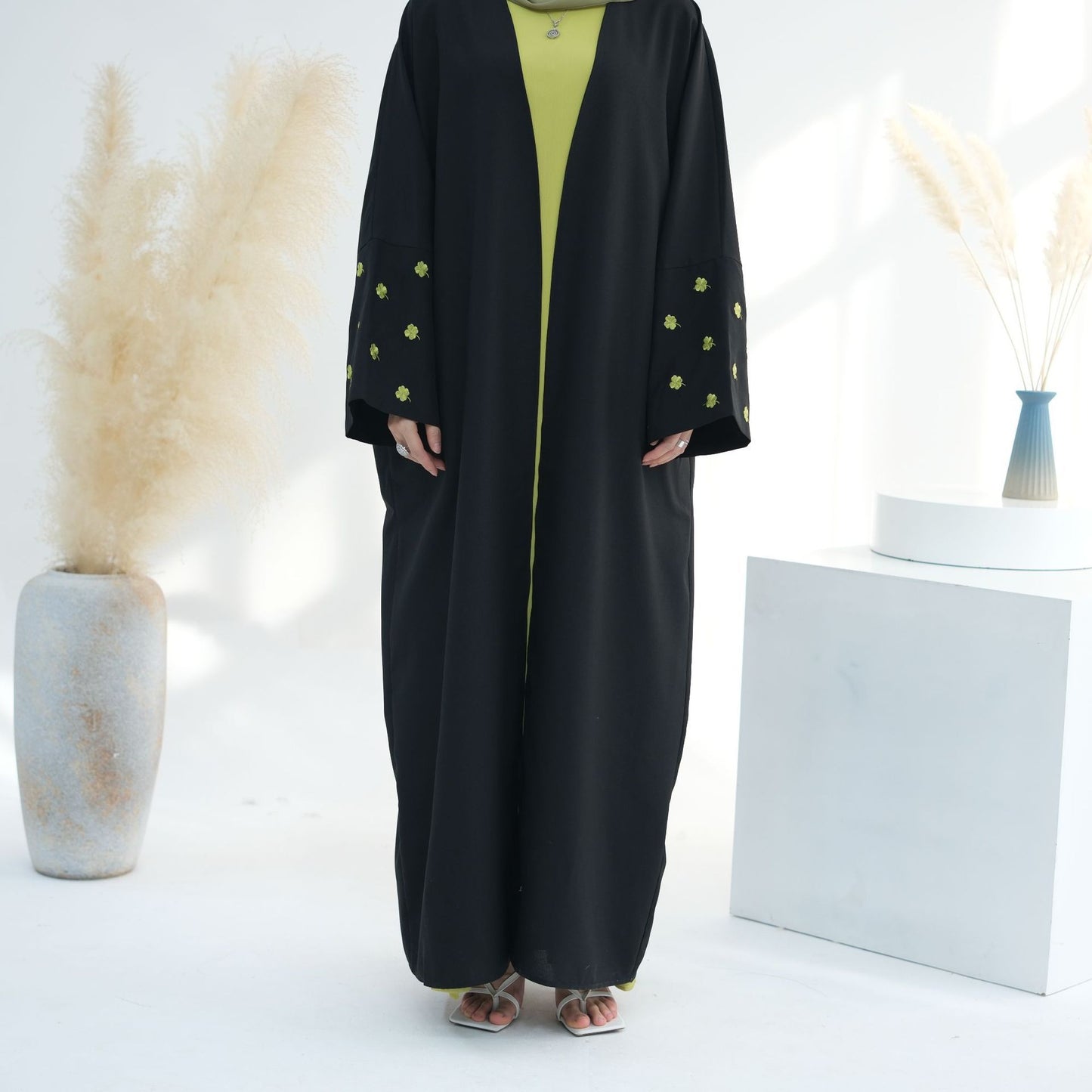 Clover Embroidered Elegant Cardigan Dress