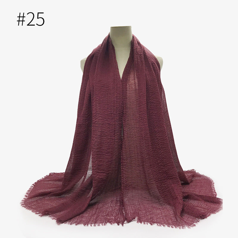 Bubble Plain Soft Cotton Scarf Wrap For Women