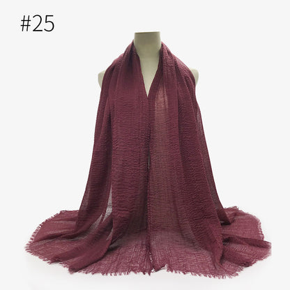 Bubble Plain Soft Cotton Scarf Wrap For Women