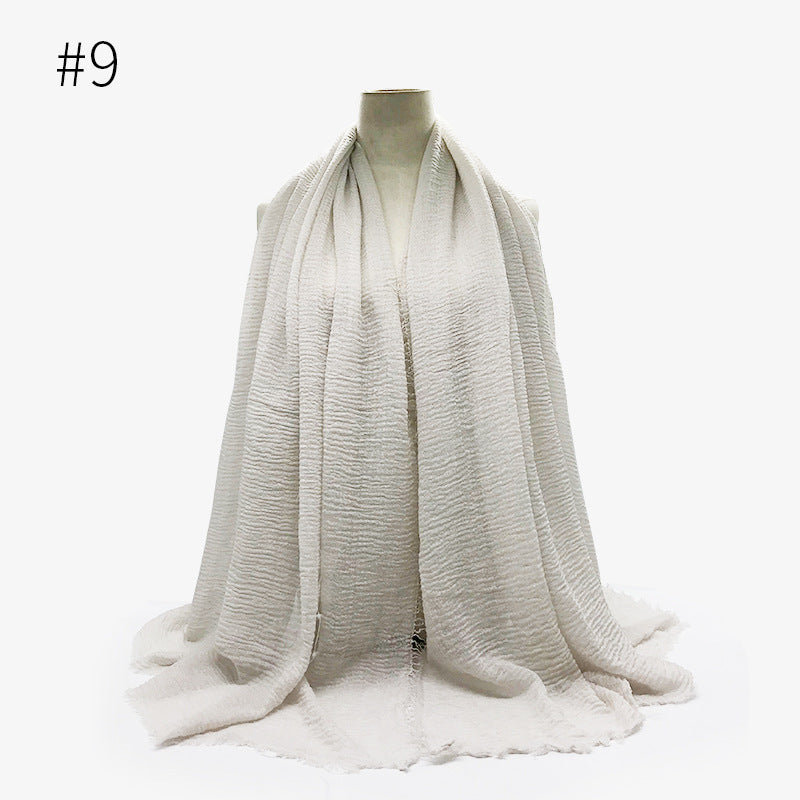 Bubble Plain Soft Cotton Scarf Wrap For Women