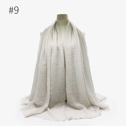 Bubble Plain Soft Cotton Scarf Wrap For Women