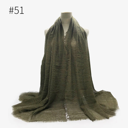 Bubble Plain Soft Cotton Scarf Wrap For Women