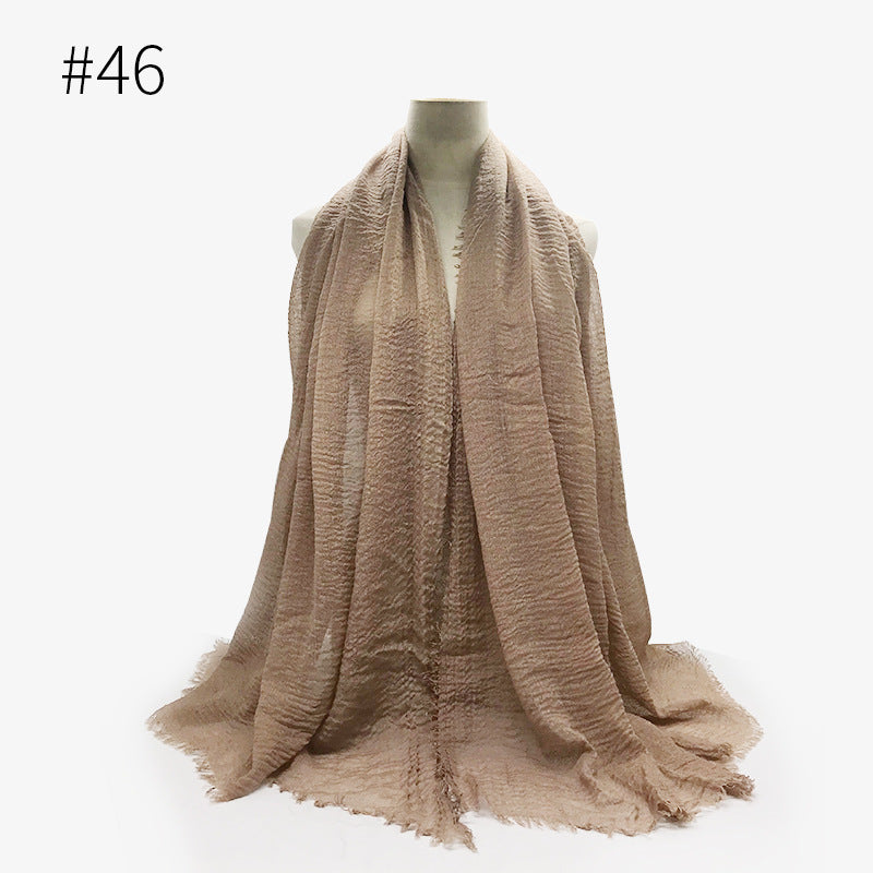 Bubble Plain Soft Cotton Scarf Wrap For Women