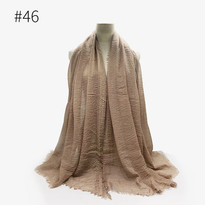 Bubble Plain Soft Cotton Scarf Wrap For Women