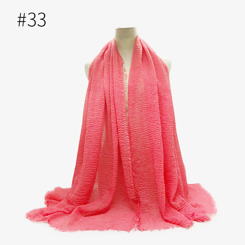 Bubble Plain Soft Cotton Scarf Wrap For Women