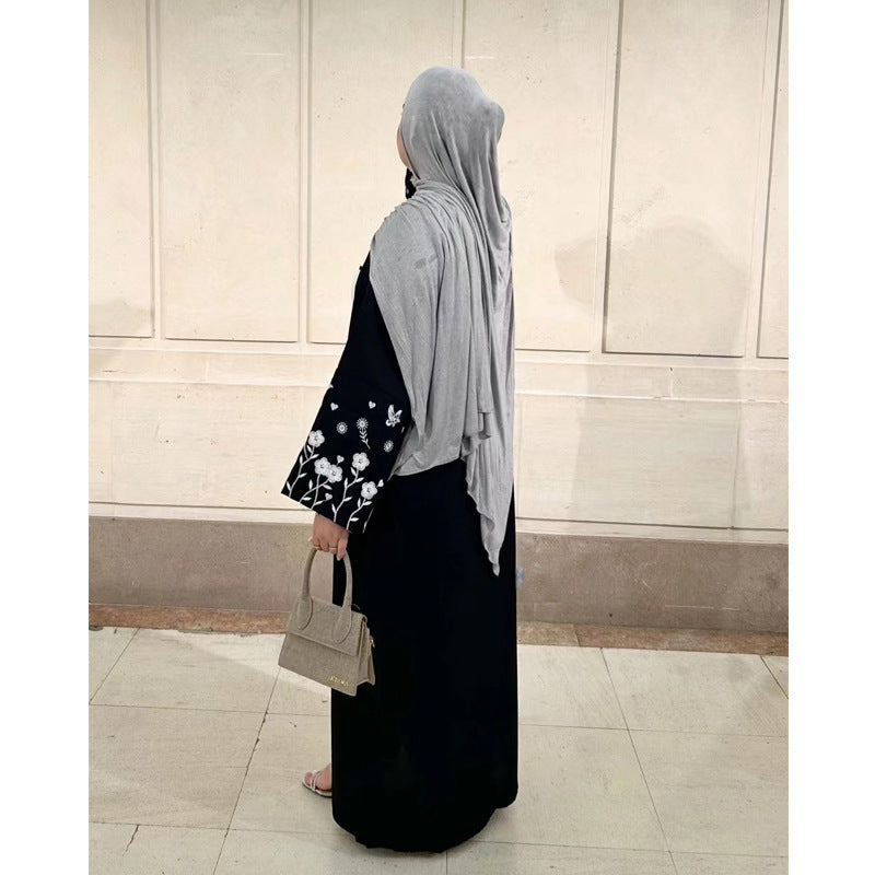 Dubai Embroidered Loose Bat Sleeve Cardigan Robe