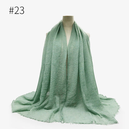 Bubble Plain Soft Cotton Scarf Wrap For Women
