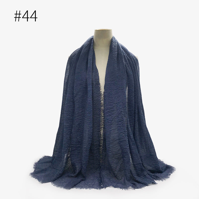 Bubble Plain Soft Cotton Scarf Wrap For Women