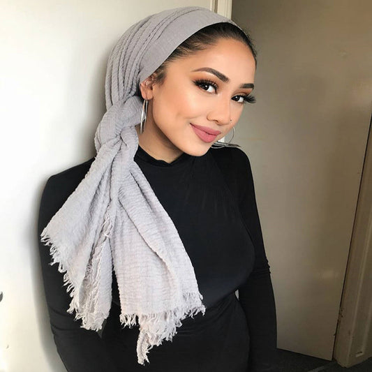 Bubble Plain Soft Cotton Scarf Wrap For Women