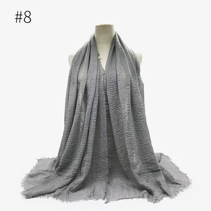 Bubble Plain Soft Cotton Scarf Wrap For Women