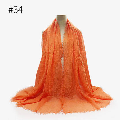 Bubble Plain Soft Cotton Scarf Wrap For Women