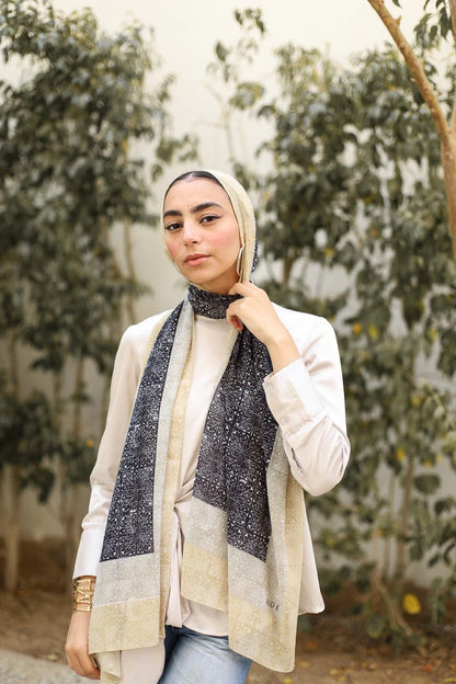 Satin Printed Head Wrap Scarf Elegant Shawl