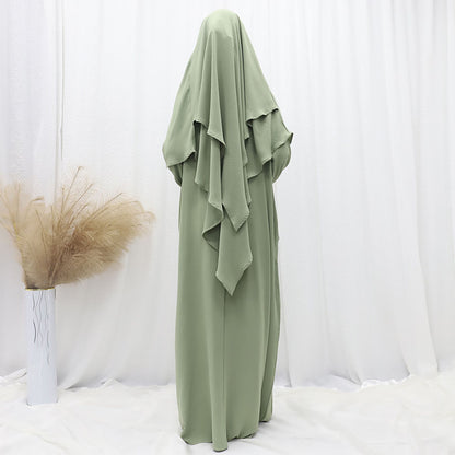 Solid Color Dress With Matching Head Wrap