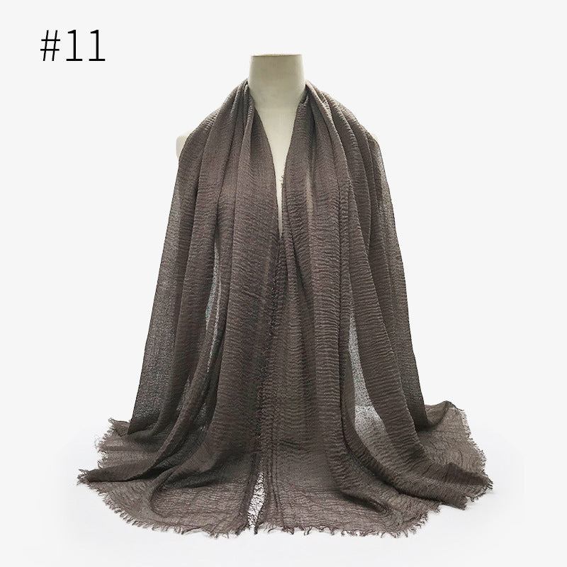 Bubble Plain Soft Cotton Scarf Wrap For Women