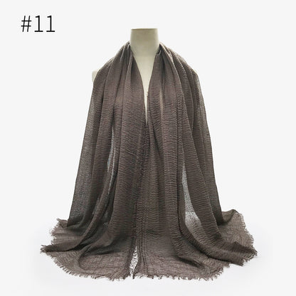 Bubble Plain Soft Cotton Scarf Wrap For Women