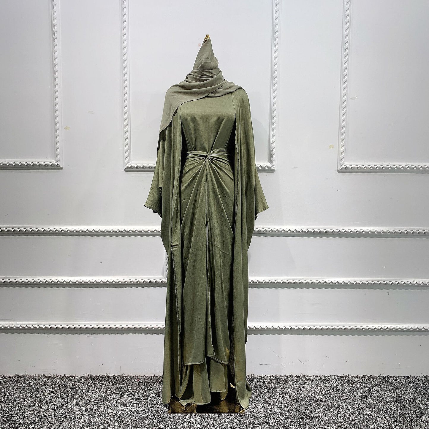 Solid Jumpsuit Robe Dubai Elegant Women Wear