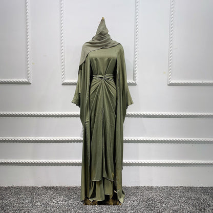 Solid Jumpsuit Robe Dubai Elegant Women Wear