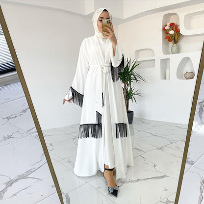 Tassel Abaya Coat Fashion Robe Dress Dubai