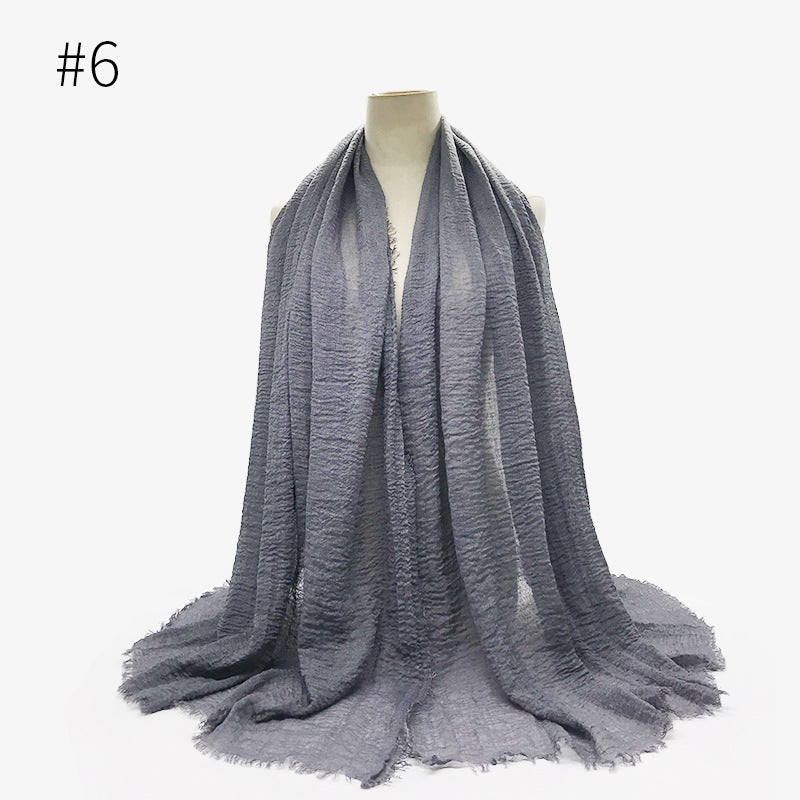 Bubble Plain Soft Cotton Scarf Wrap For Women