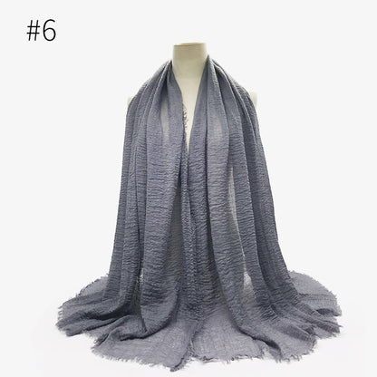 Bubble Plain Soft Cotton Scarf Wrap For Women