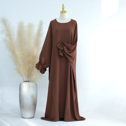Solid Color Dubai Dress Long Middle East Wear