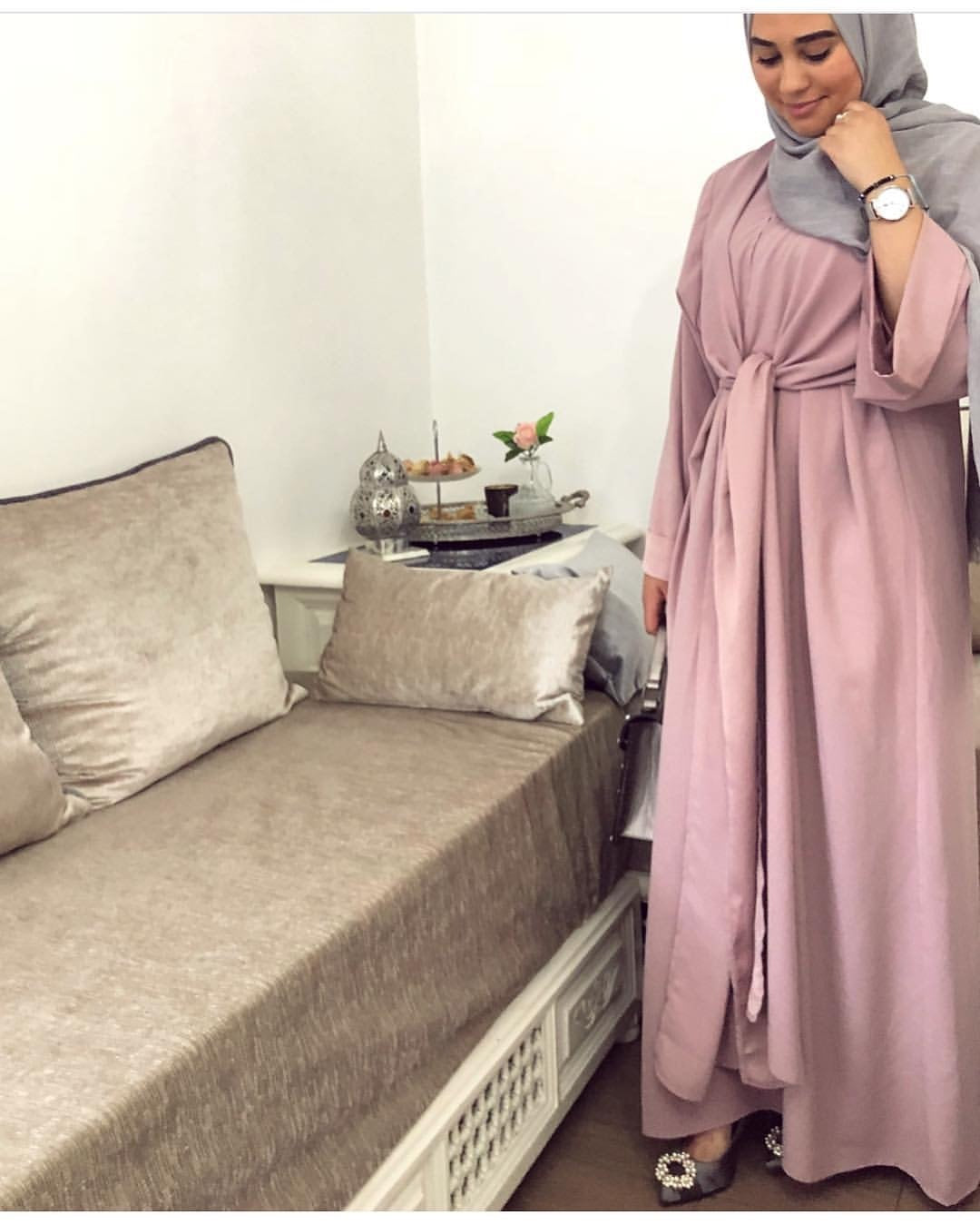 Two-Piece Tie Robe Set in Dubai Modest Wear