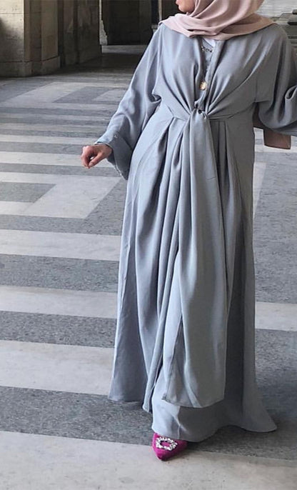 Two-Piece Tie Robe Set in Dubai Modest Wear