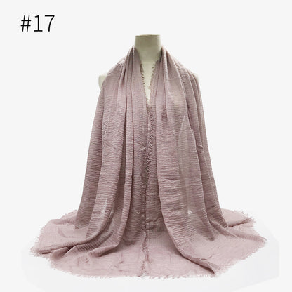 Bubble Plain Soft Cotton Scarf Wrap For Women