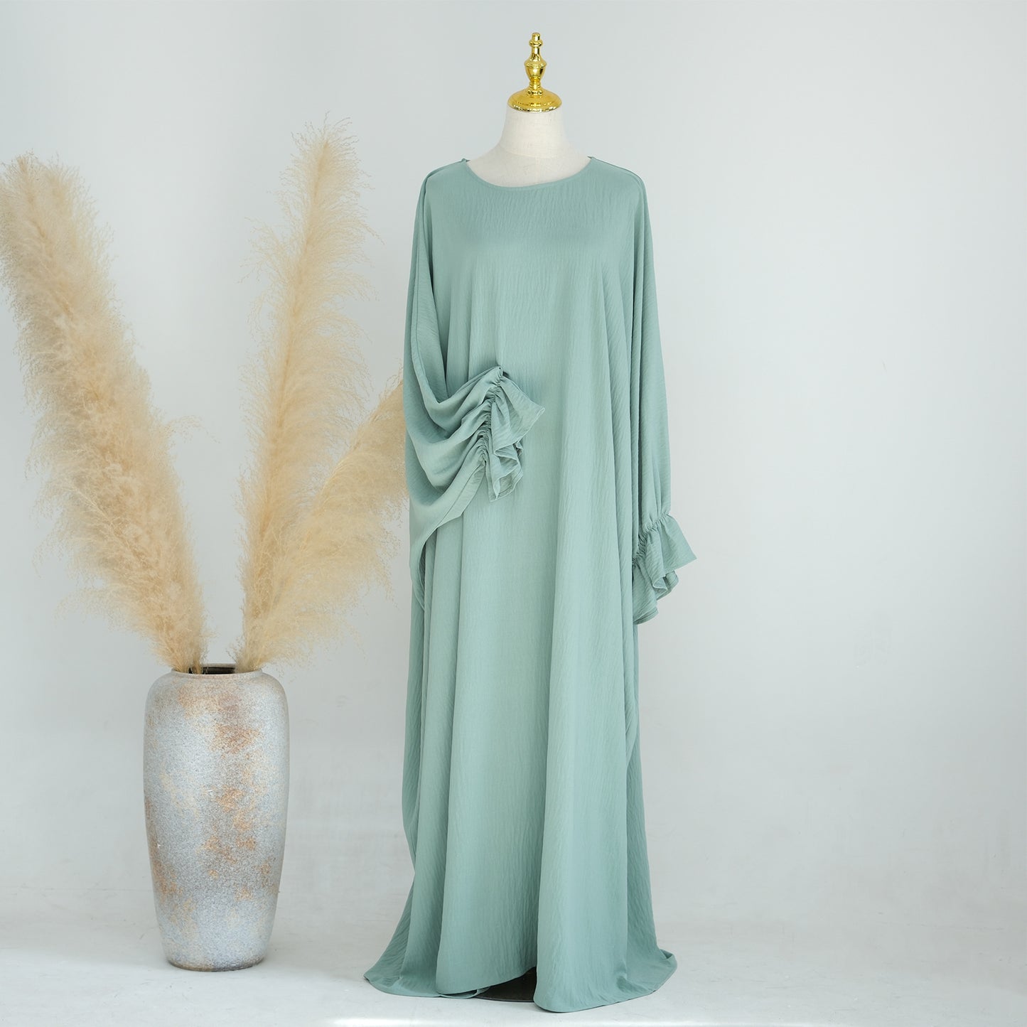 Solid Color Dubai Dress Long Middle East Wear