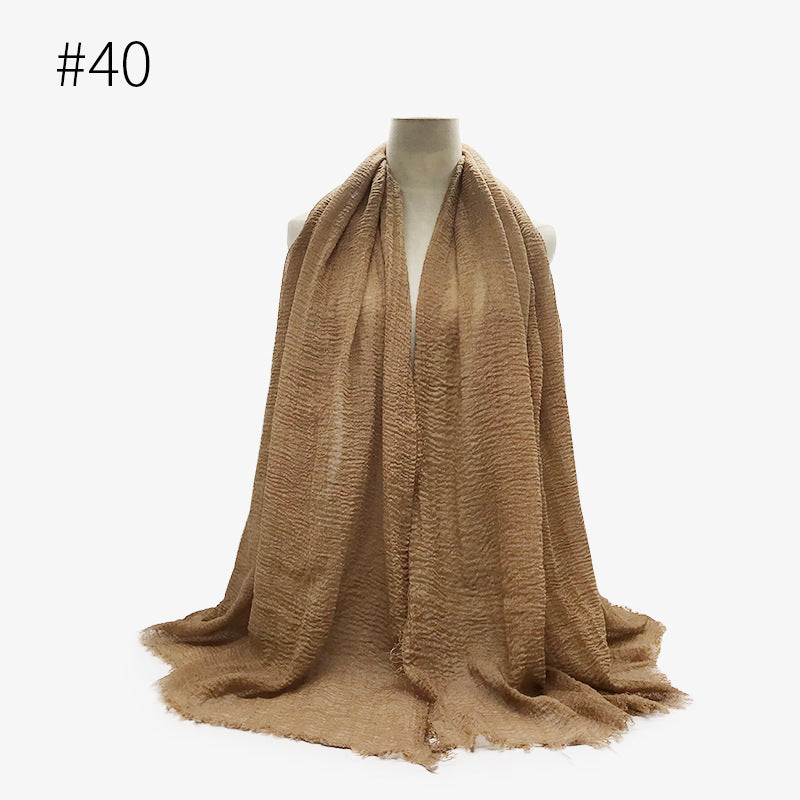 Bubble Plain Soft Cotton Scarf Wrap For Women