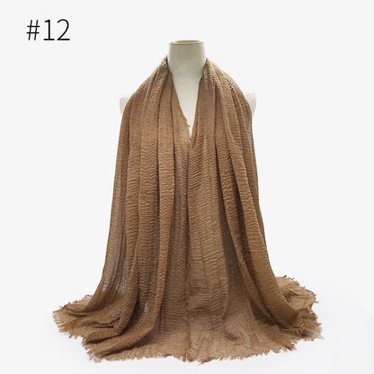 Bubble Plain Soft Cotton Scarf Wrap For Women