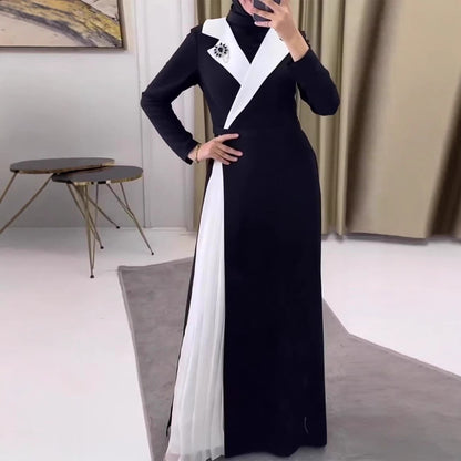Contrast Pleated Robe Dress Dubai for Women