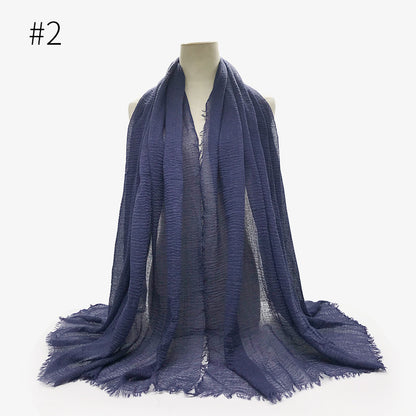 Bubble Plain Soft Cotton Scarf Wrap For Women