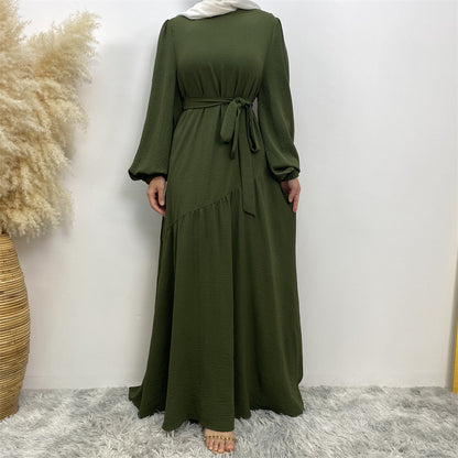 Stitching Swing Solid Color Dress Dubai Women