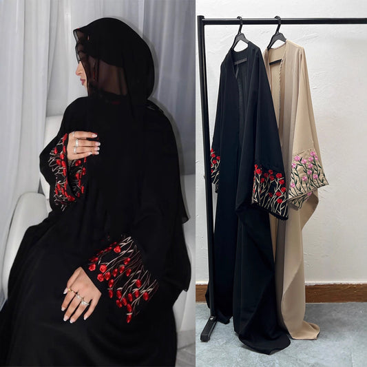 Embroidered Loose Cardigan Robe Dubai Style