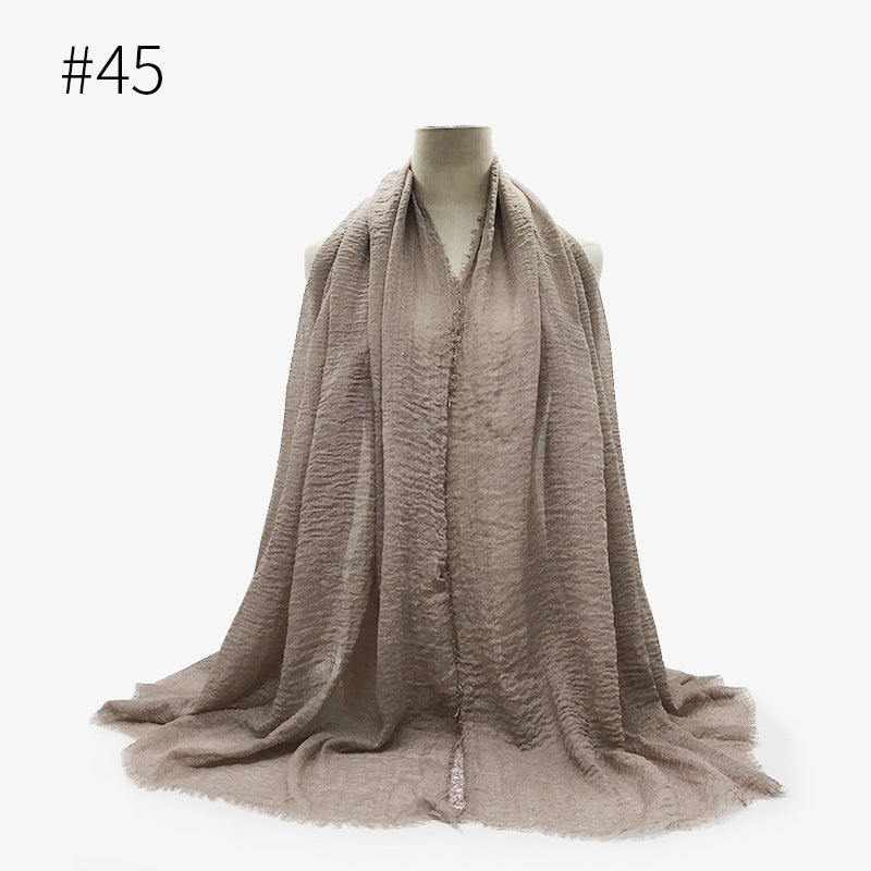 Bubble Plain Soft Cotton Scarf Wrap For Women
