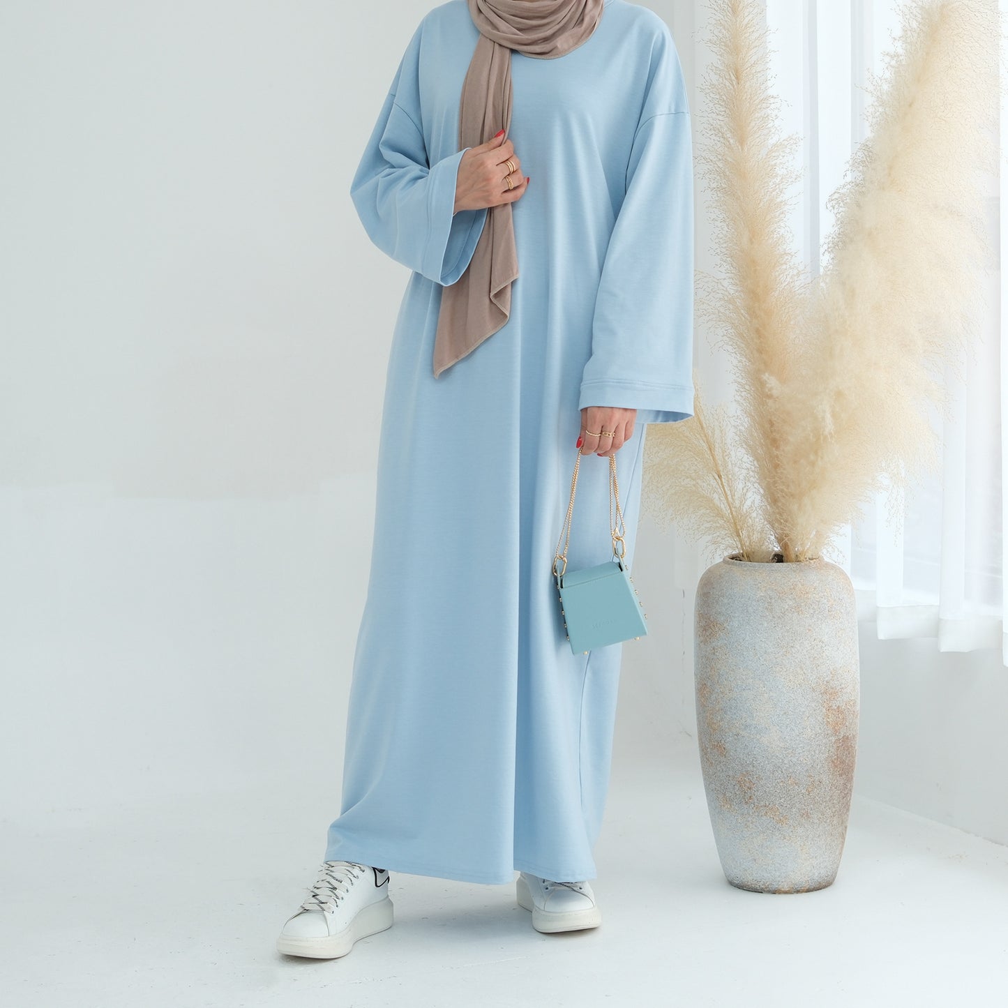 Solid Color Hoodie Dress Dubai Fashion Wear