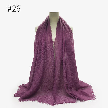 Bubble Plain Soft Cotton Scarf Wrap For Women