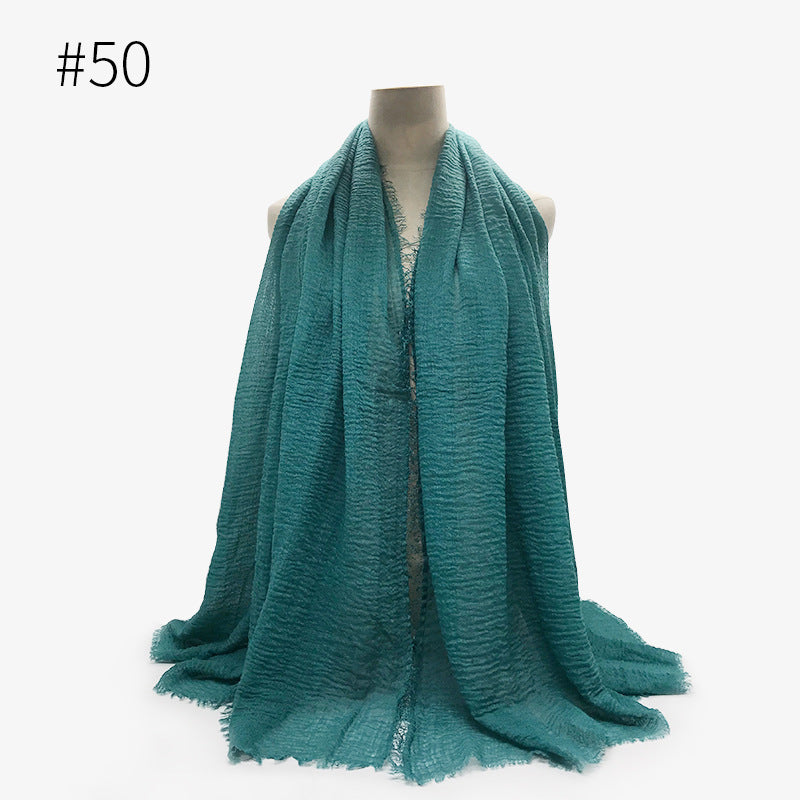 Bubble Plain Soft Cotton Scarf Wrap For Women