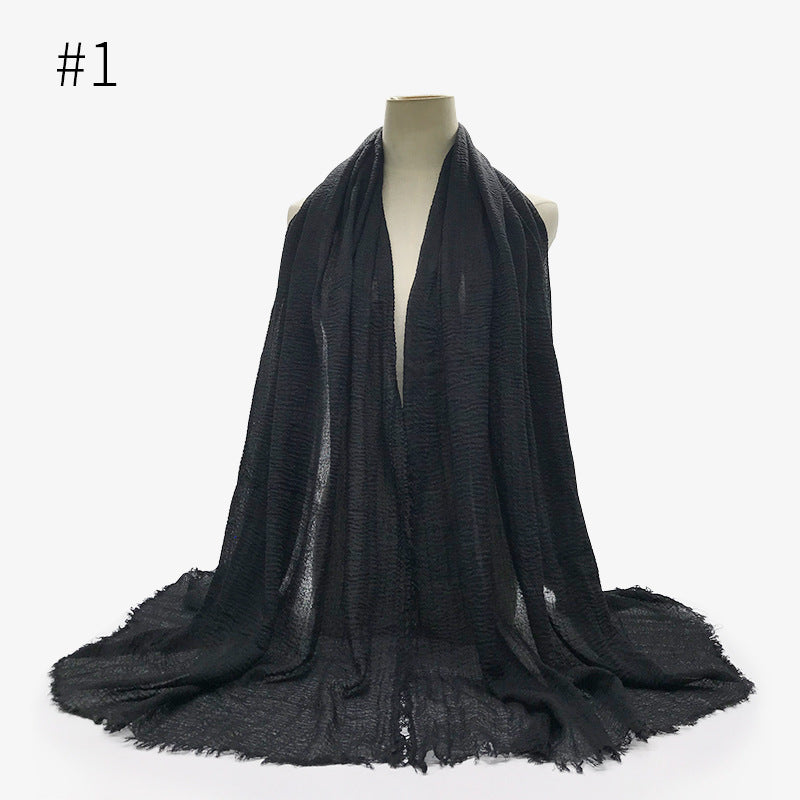 Bubble Plain Soft Cotton Scarf Wrap For Women