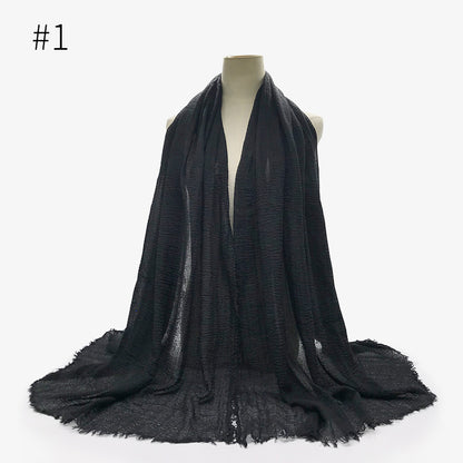Bubble Plain Soft Cotton Scarf Wrap For Women