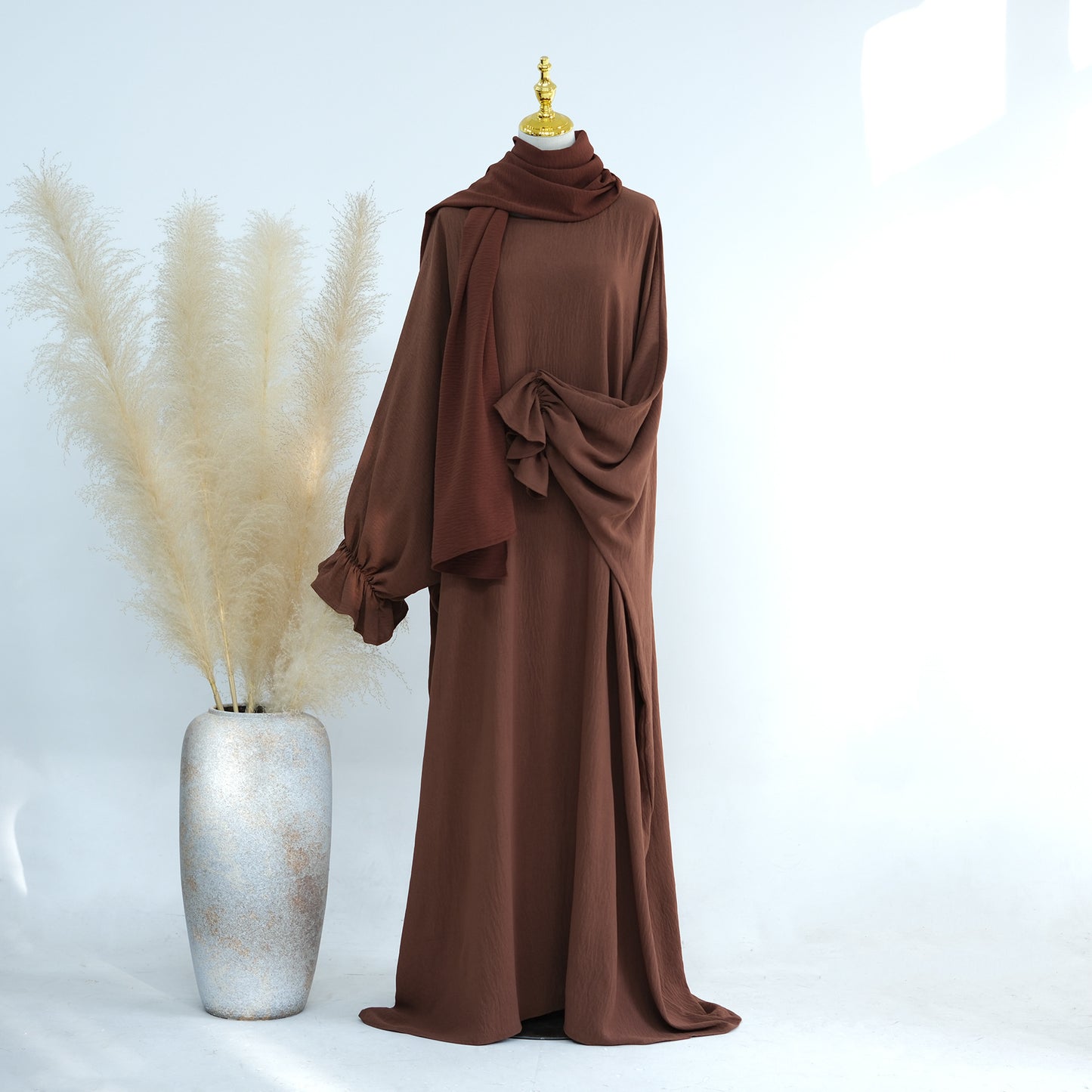 Solid Color Dubai Dress Long Middle East Wear
