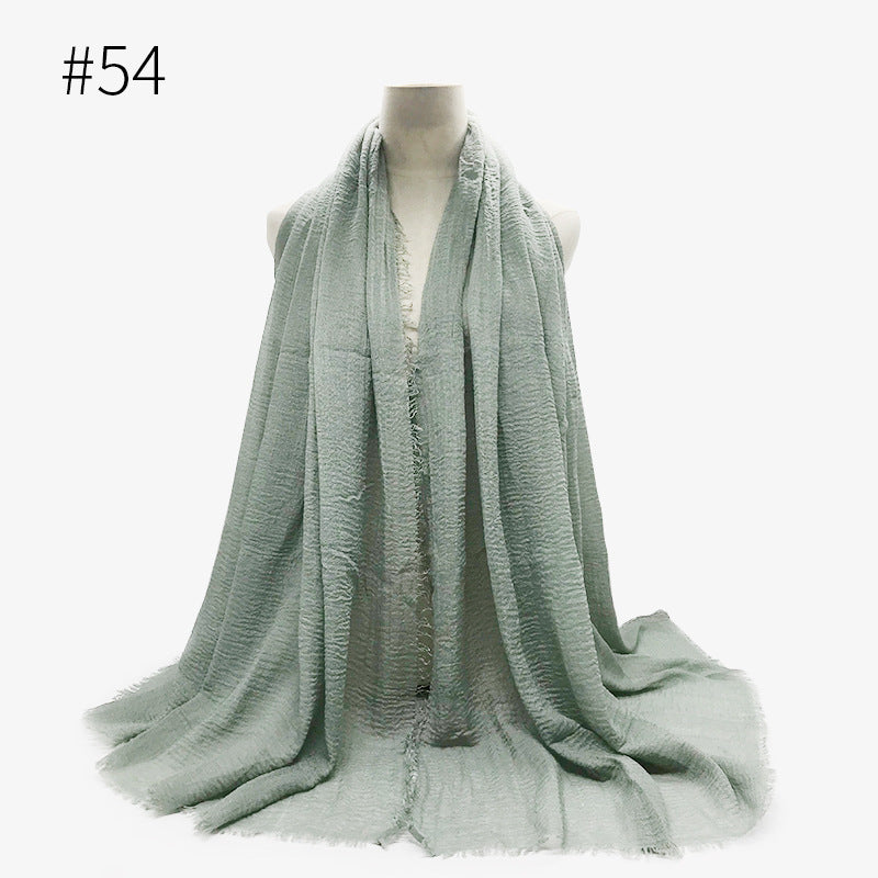 Bubble Plain Soft Cotton Scarf Wrap For Women
