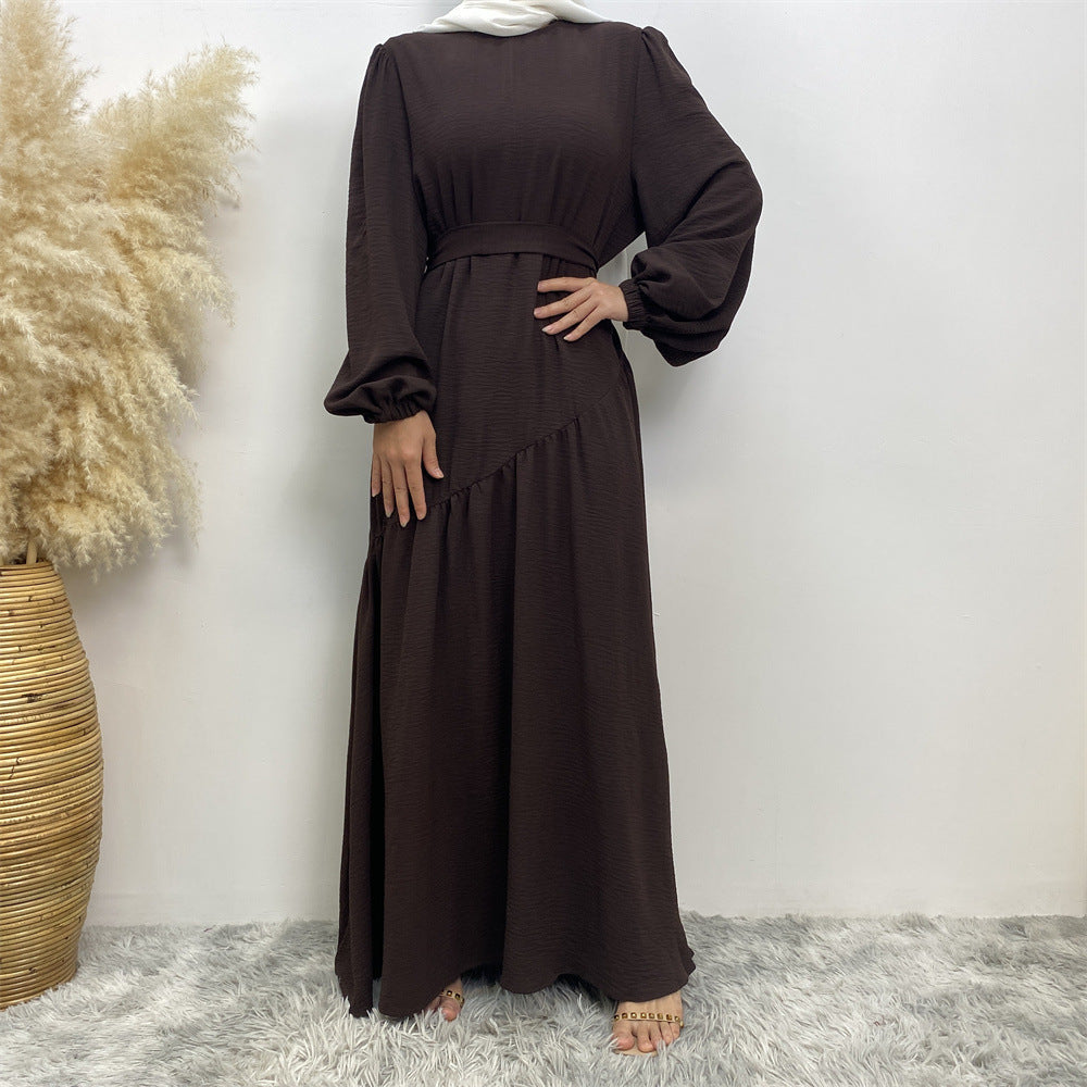 Stitching Swing Solid Color Dress Dubai Women