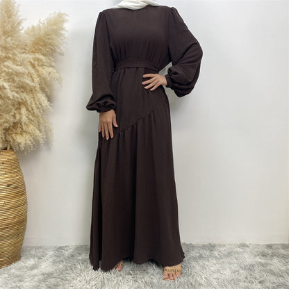 Stitching Swing Solid Color Dress Dubai Women