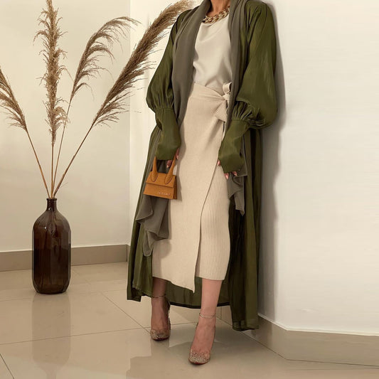 Satin Cardigan Gown Elegant Style Dubai